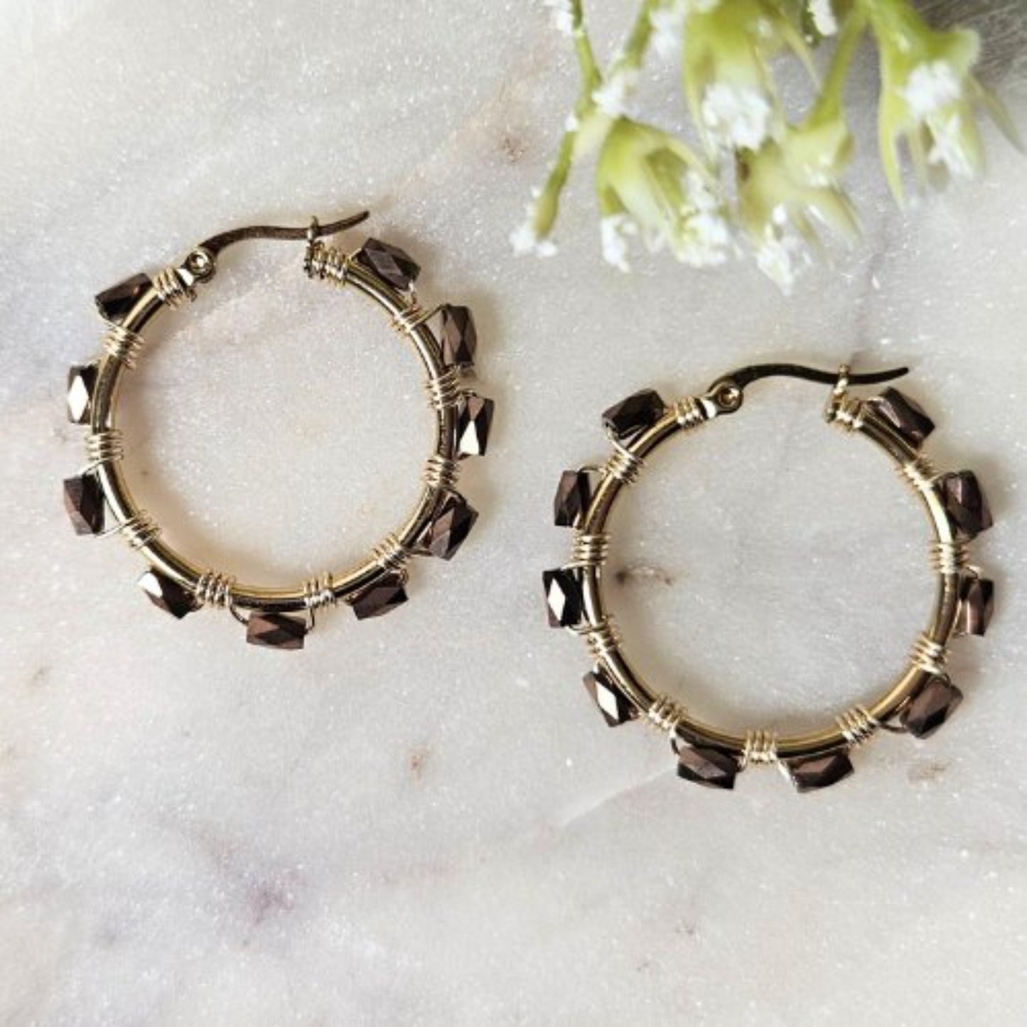 Brown Sugar Sparkle Hoops - Mereki Store