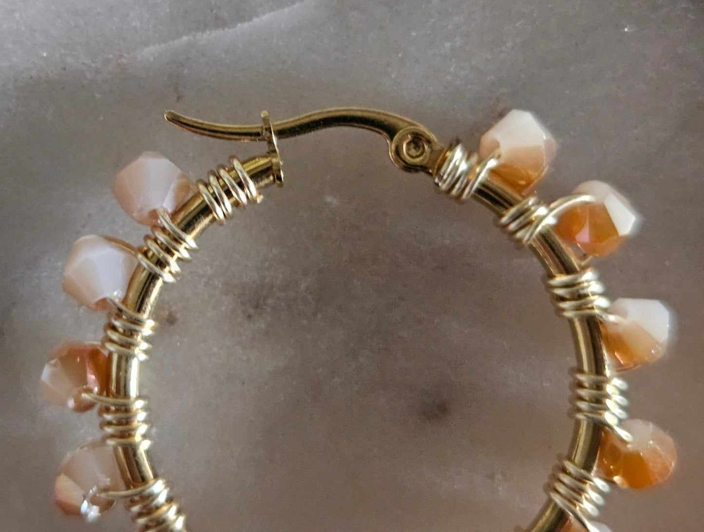 Caramel Swirl Crystal Hoops - Mereki Store