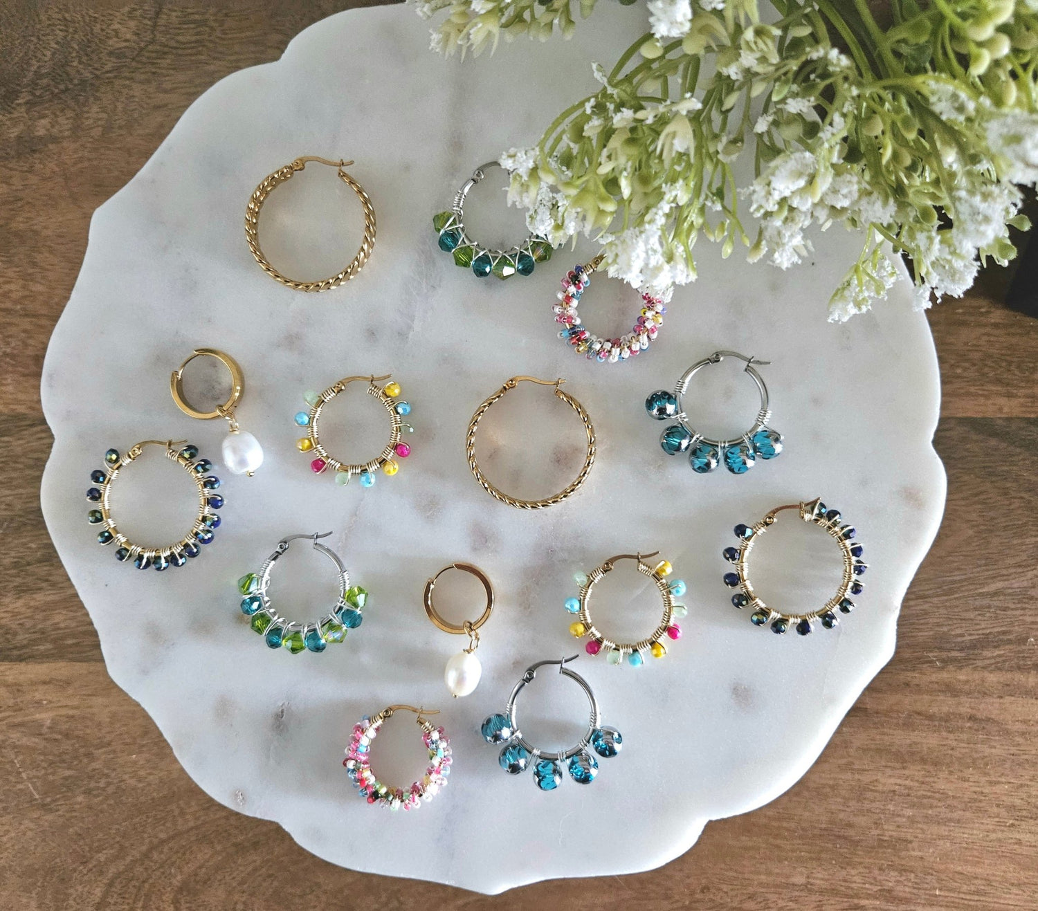 Crystal Hoop Earrings - Mereki Store